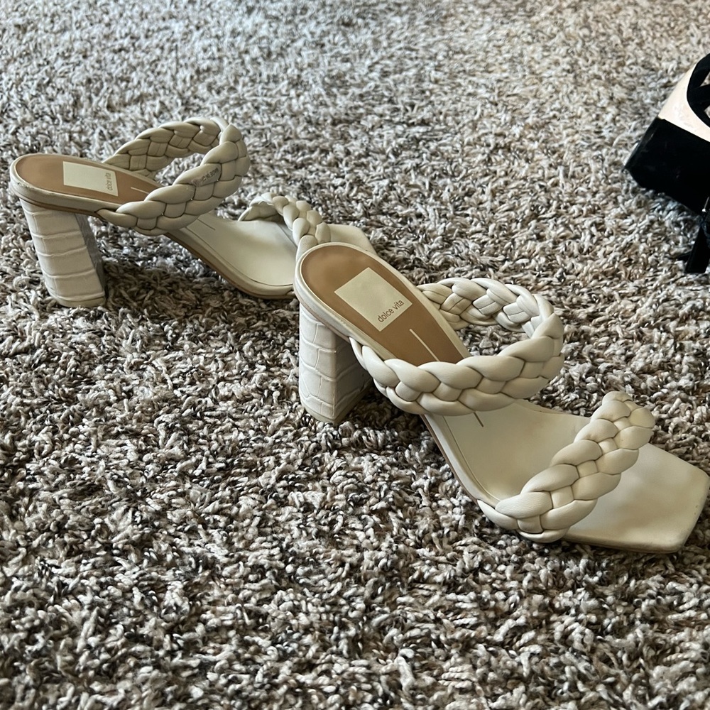 Dolce Vita Cream Braided Heeled Sandals